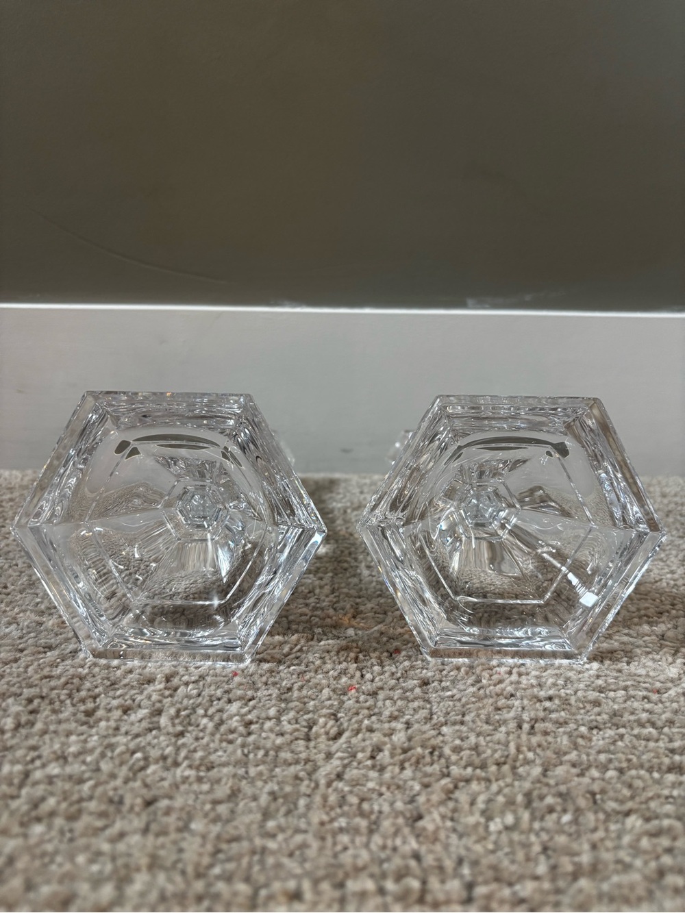 Tiffany & Co Hampton Crystal Candlesticks Pair 9” Signed Lead Candle Holders - Picture 4 of 5